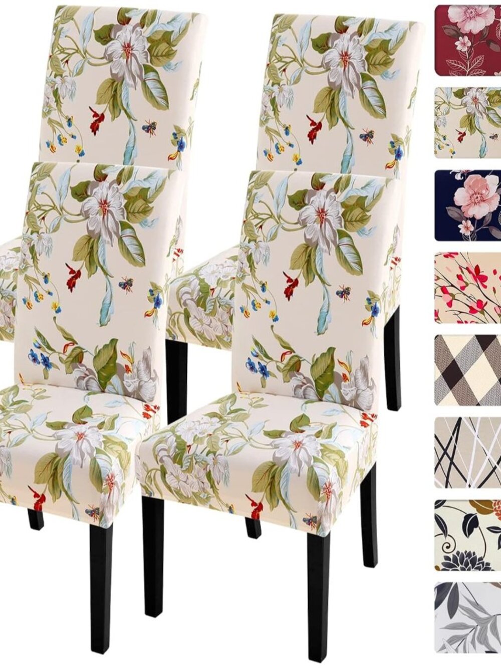 Chair Covers Slipcovers Set of 4, Spandex Super Fit Stretch Removable Washable K